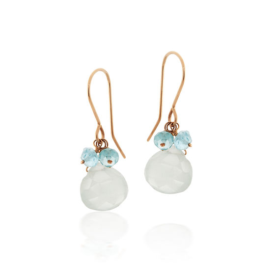 9ct Yellow Gold, Aquamarine & Apatite Drop Earrings