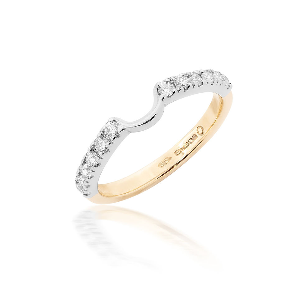 18ct Yellow & White Gold, and Diamond Shaped Wedding Ring - front view