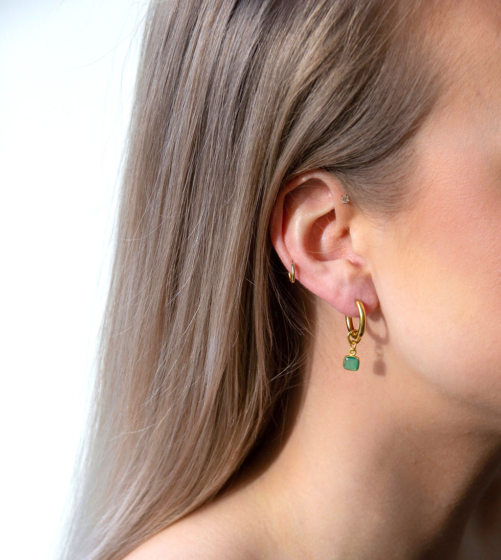 Thumbnail: Geboortesteen oorbellen Onyx groen