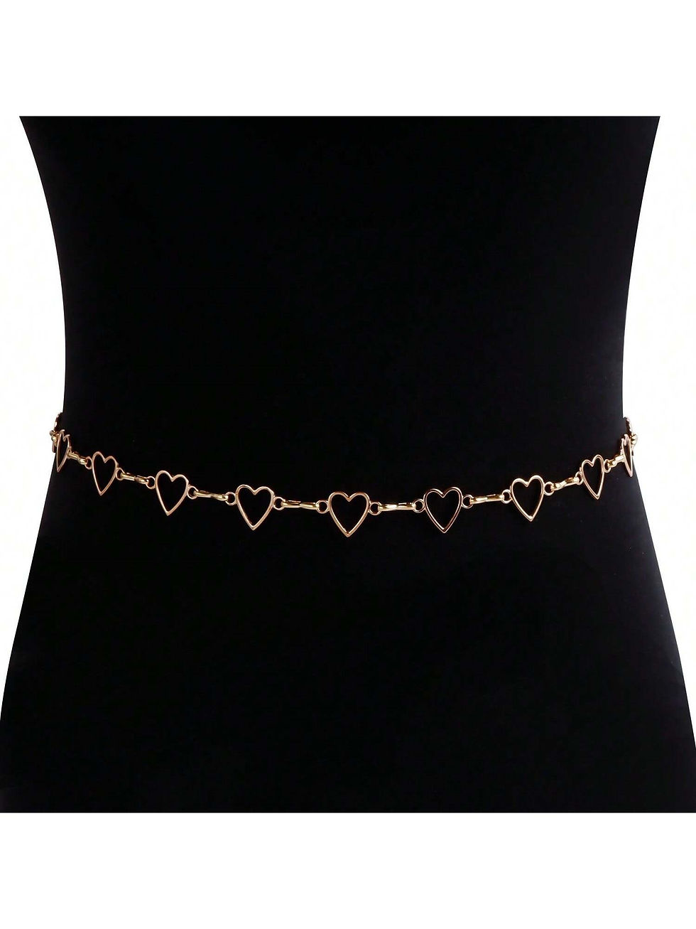 smalle taille ketting in goud met hartjes verstelbaar modelfoto 2