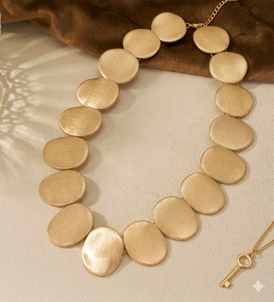 bijzondere mat gouden statement ketting van world's finest bovenaanzicht