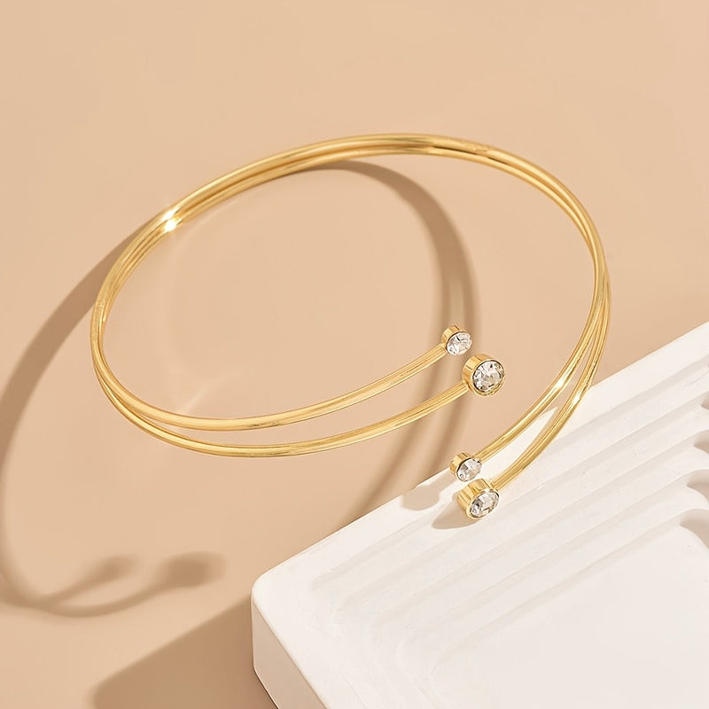Thumbnail: bovenarm armband goud met strass steentjes van world's finest vooraanzicht
