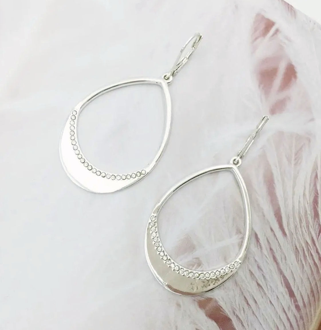 lange ovale oorbellen zilver ovale ringen van world's finest vooraanzicht 2