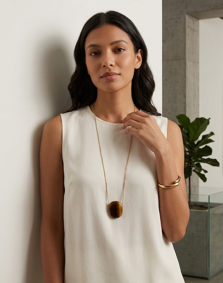 lange ketting met ovale hanger van world's finest modelfoto