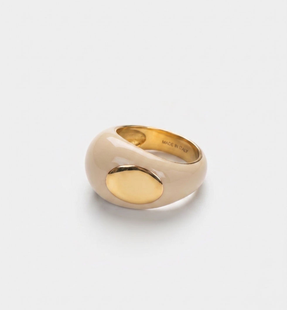 grote ronde ring beige met goud vooraanzicht van world's finest