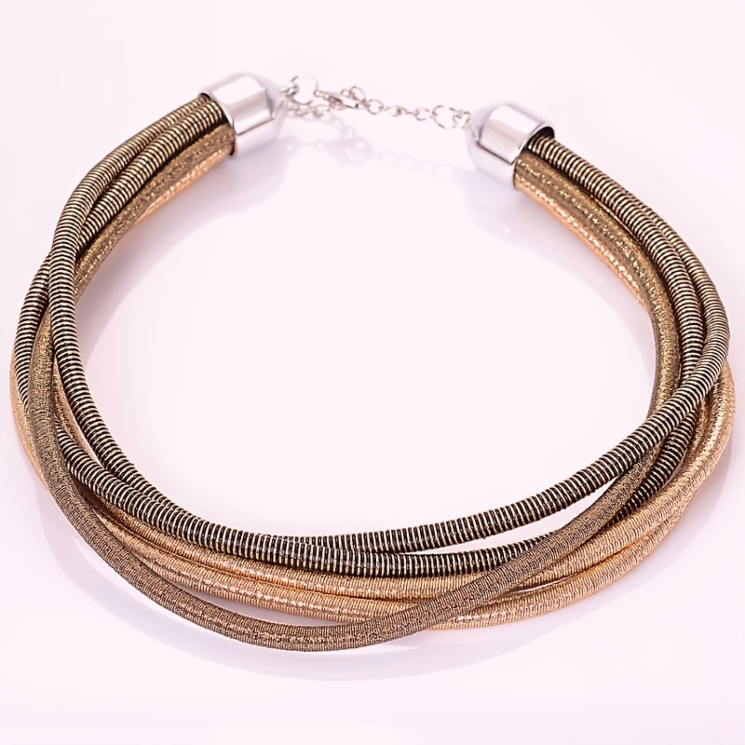 statement koord ketting in lagen goud zwart boho chic vooraanzicht van world's finest