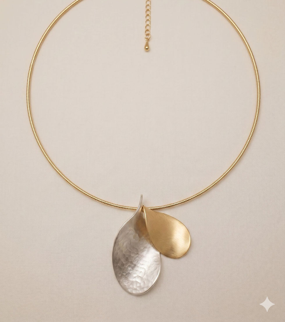 statement ketting mat goud met zilver organisch ontwerp modern world's finest bovenaanzicht 1