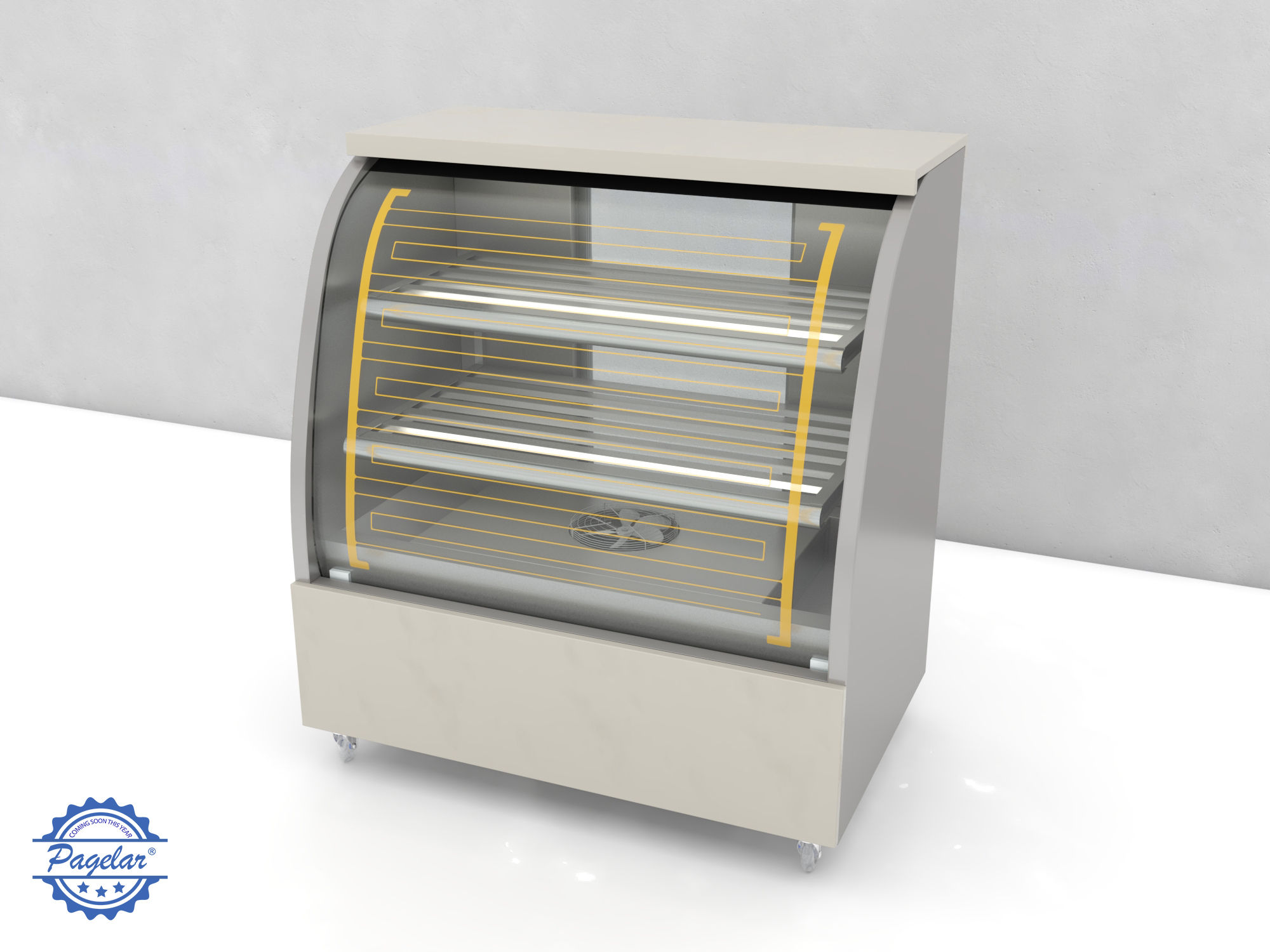 Expositor Ar-Forçado Vidro Curvo 1000mm PAGELAR - Linha Dinamarca