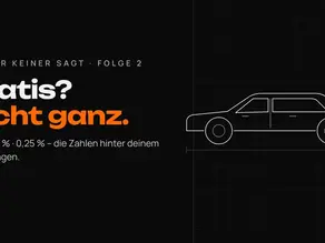 Grafik: Firmenwagen – Gratis? Nicht ganz. 1 %, 0,03 % und 0,25 % erklärt