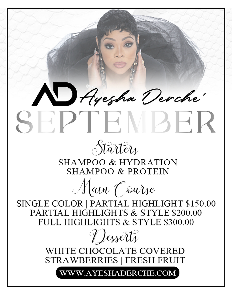 Ayesha Derche September Menu
