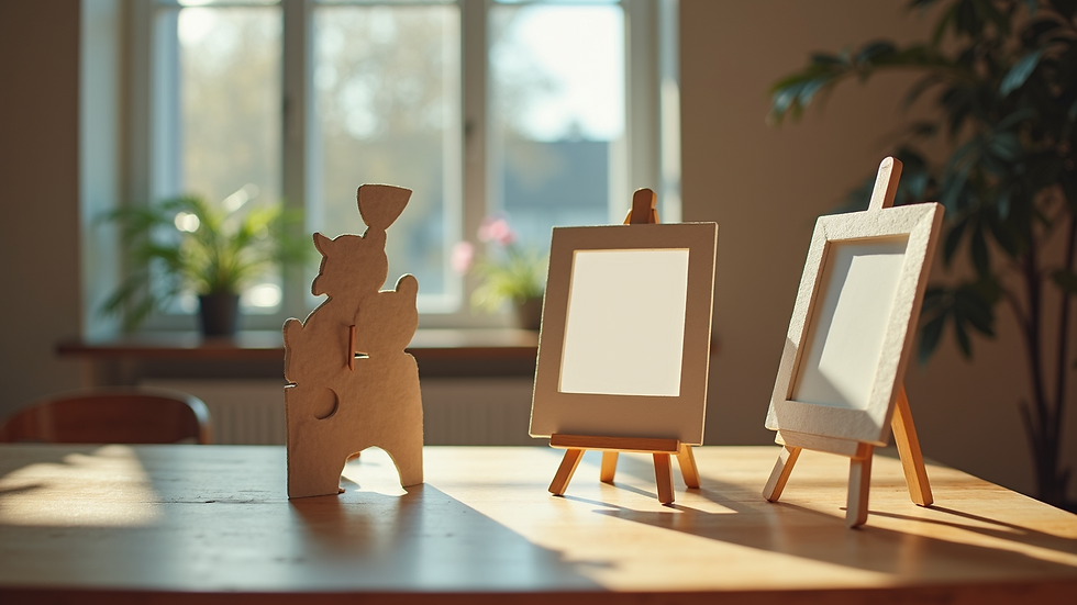 Close-up view of photo booth props arranged on a table