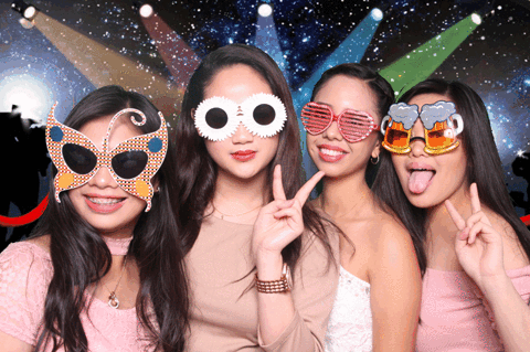 animated GIF photo of girls from a photo booth at a party