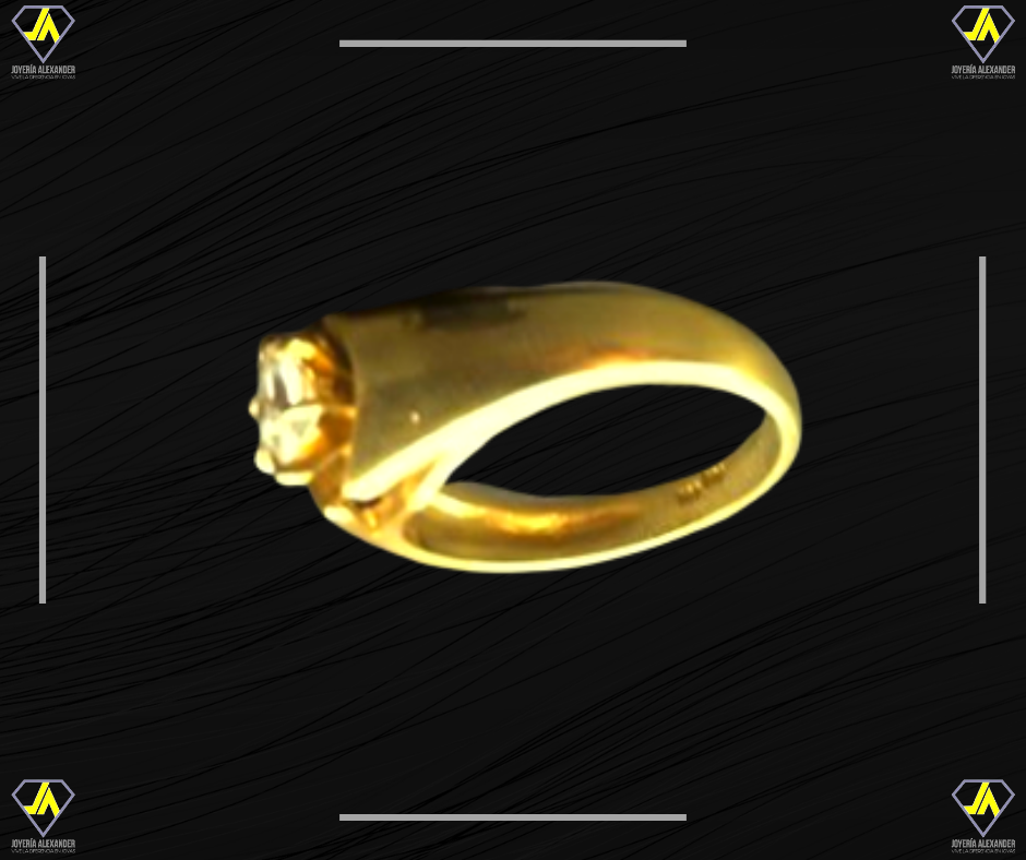 Miniatura: a23	Anillo de plata dorada en oro con circón lenteja