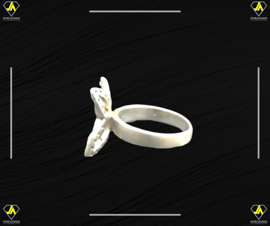Miniatura: a55	Anillo mariposa de plata con circones rosados