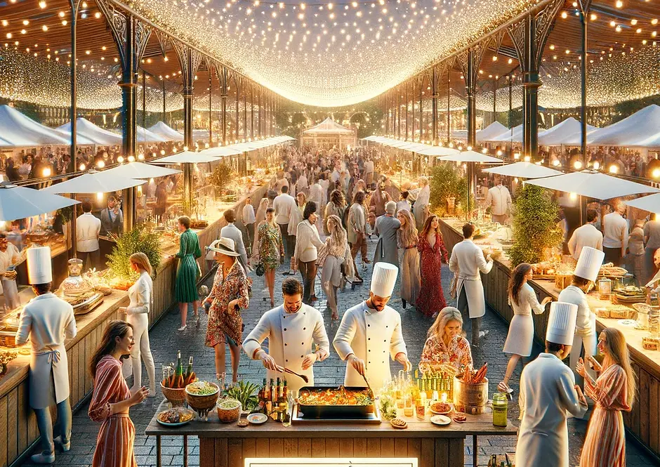 DALL·E 2024-03-14 10.13.14 - Visualize a vibrant and lively VIP culinary festival, bustlin