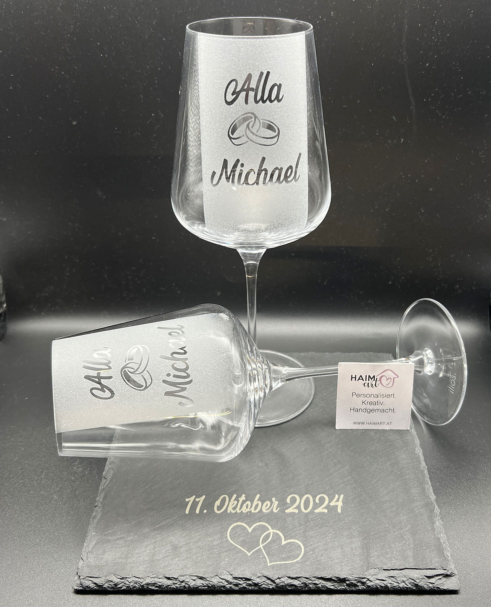 Miniaturbild: Weinglas Hochzeit mit Gravur - 49 cl