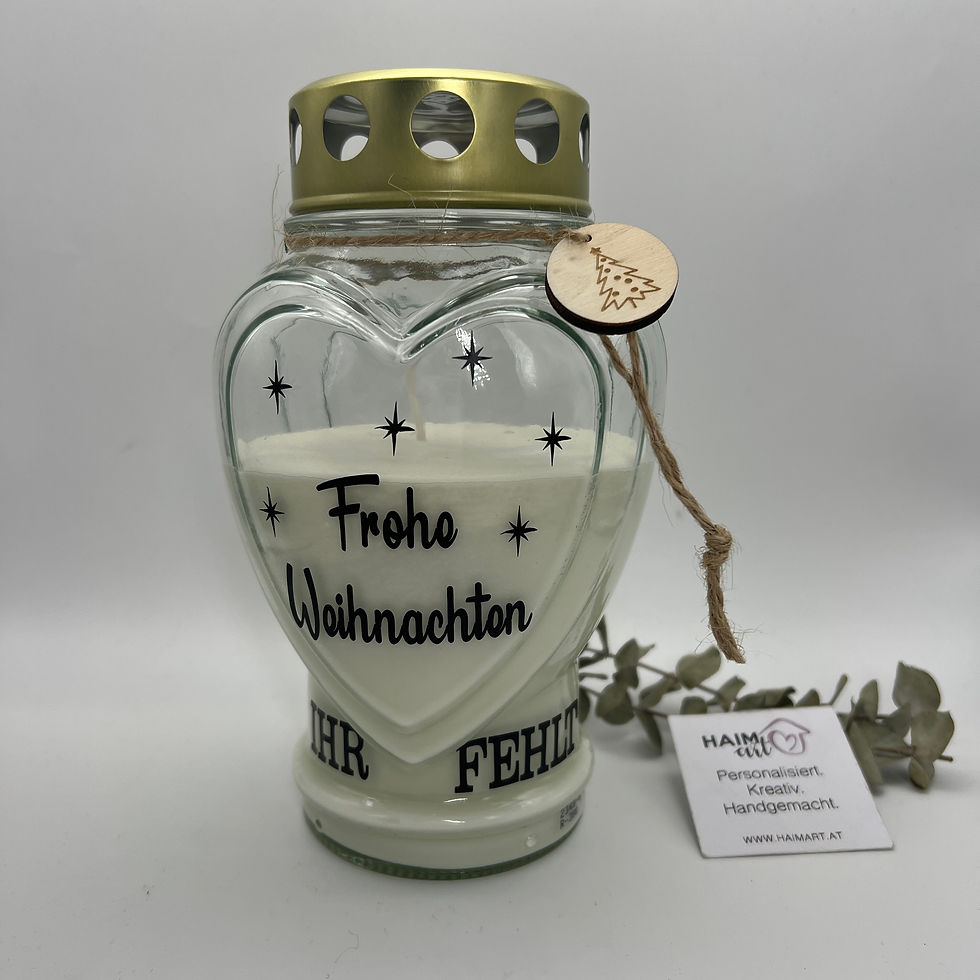 Miniaturbild: Grablicht Herzglas - Weihnachten