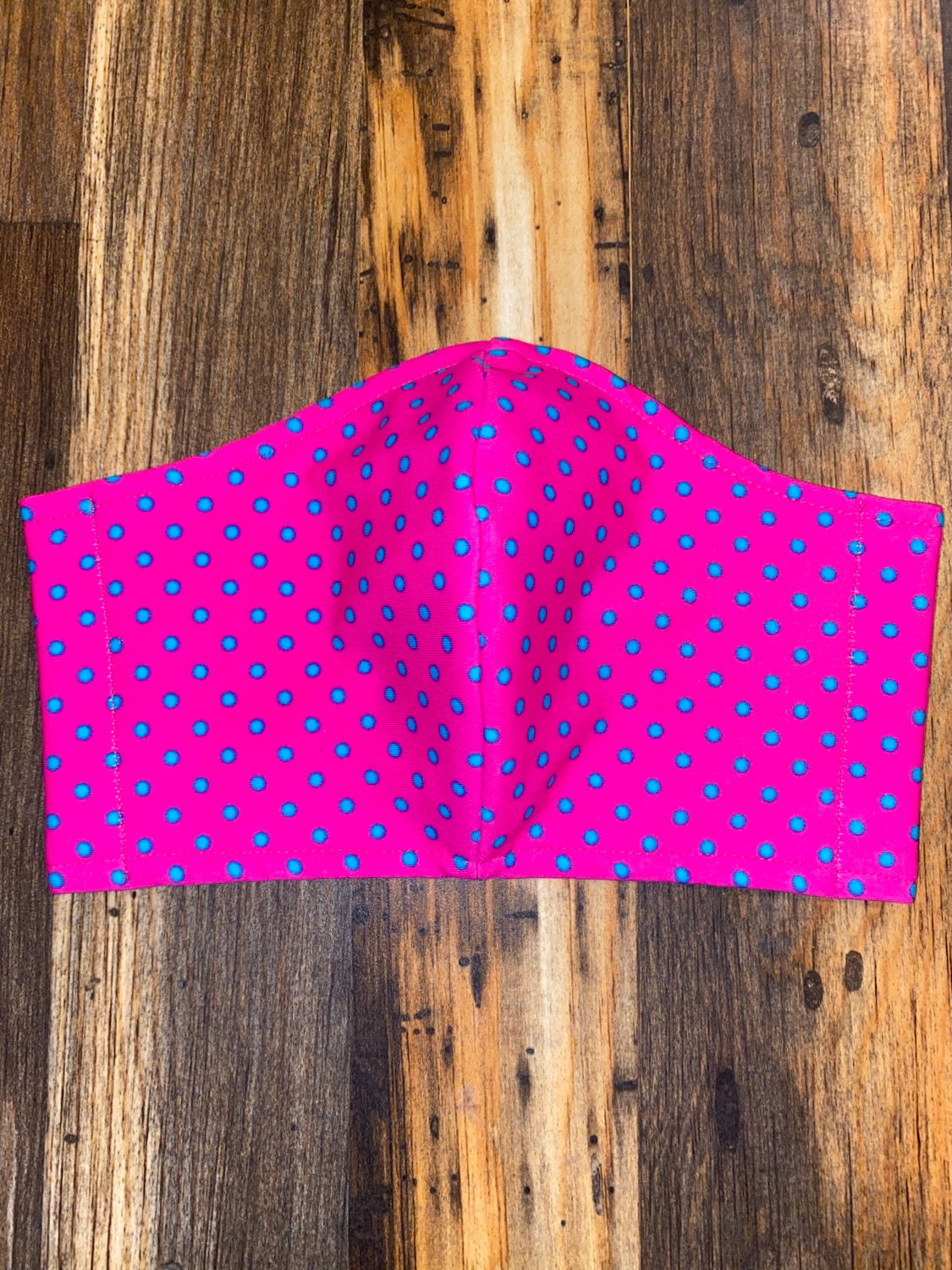 Hot pink/turquoise polka dot WOMEN’s 3-layer mask 