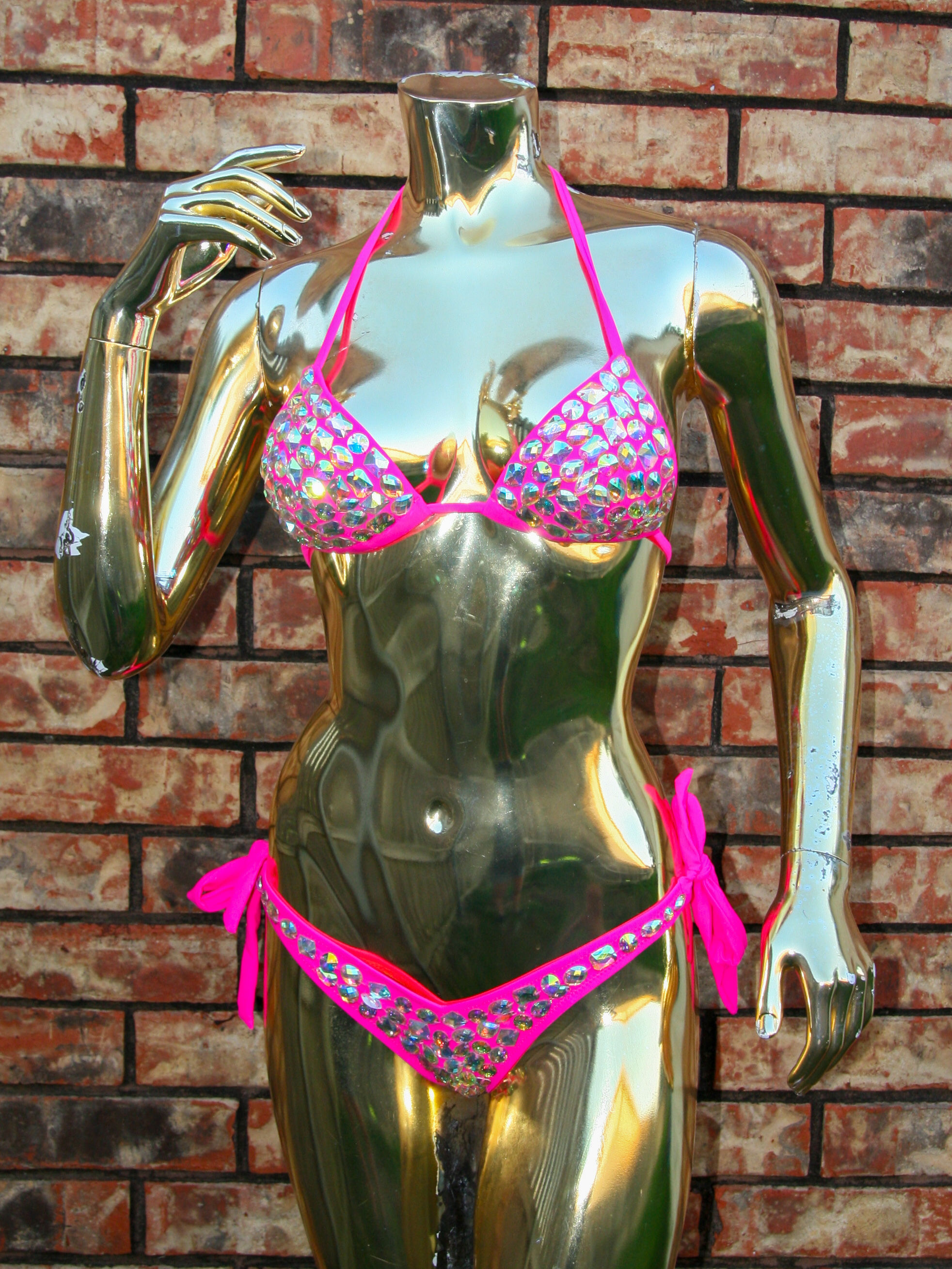 Hot pink crystal bikini 