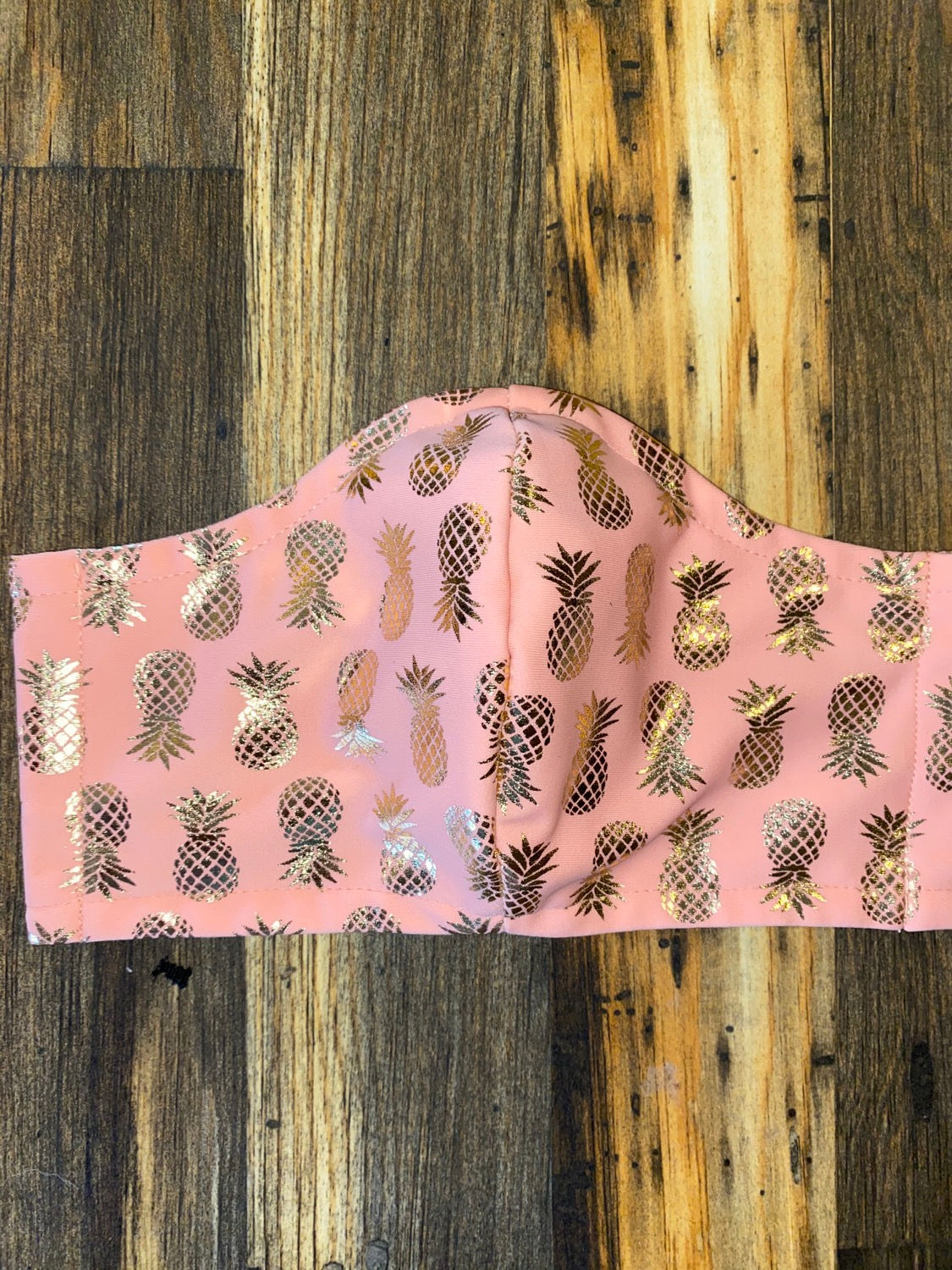 Pineapple 🍍 peach/metallic gold WOMEN’s 3-layer mask