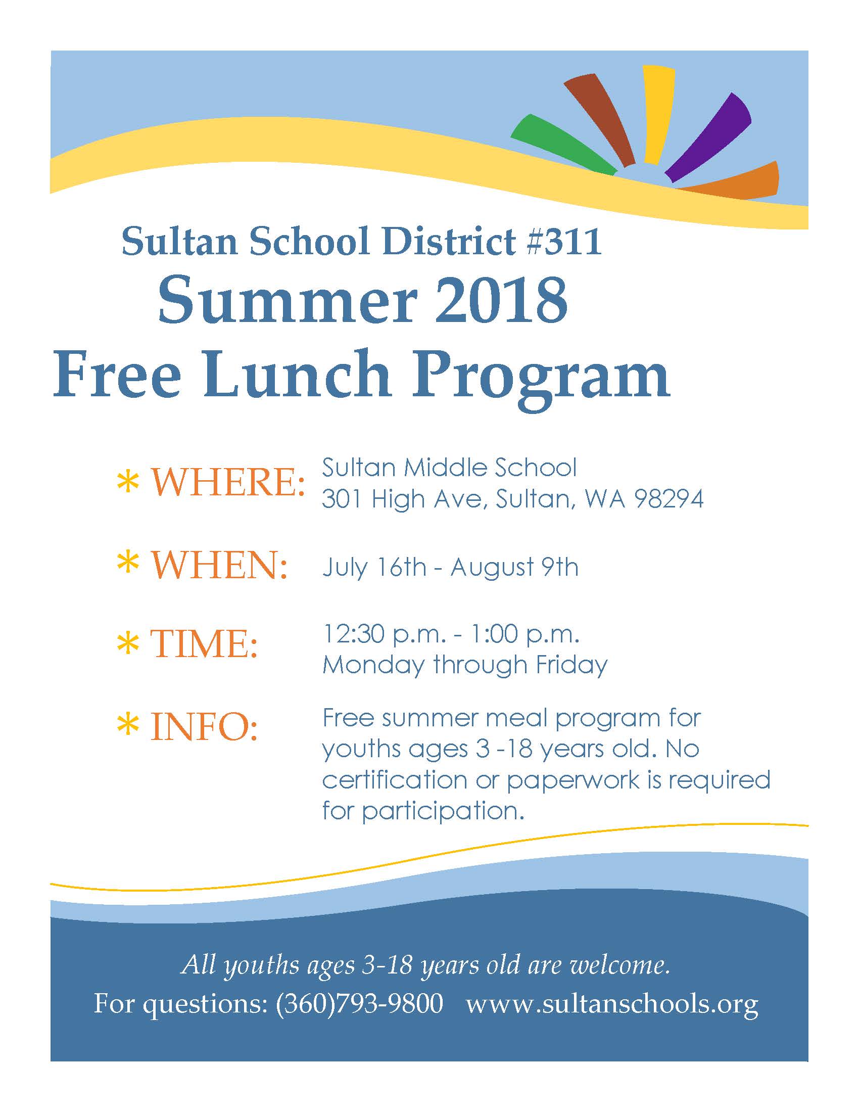 summer 2018 free lunch program sultan school city united states