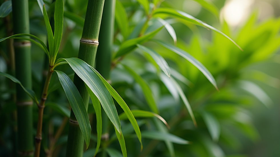 Close-up view of bamboo palm leaves showing healthy green foliage