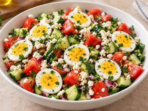 Mediterranean Style Salad with Eggs and Feta