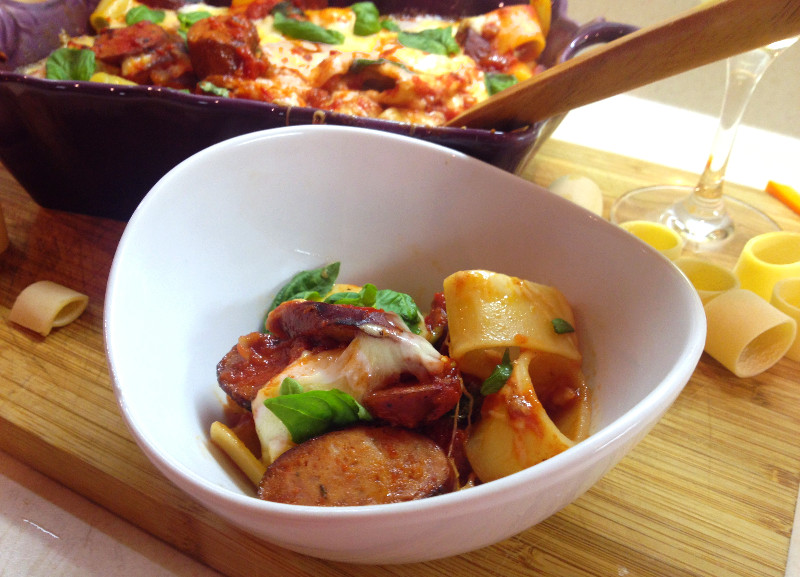 Gluten Free Chicken Sausage Pasta Bake | eatlovegarlic.com @eatlovegarlic
