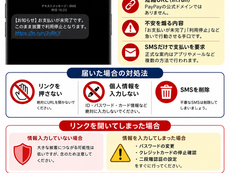 SMS詐欺注意喚起画像｜神戸・三宮「PCデザイン」
