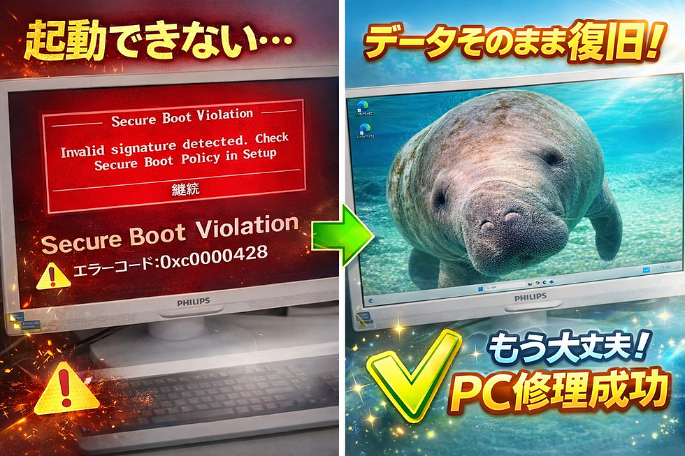 【神戸・三宮】Secure Boot Violationで起動しないパソコンを復旧しました