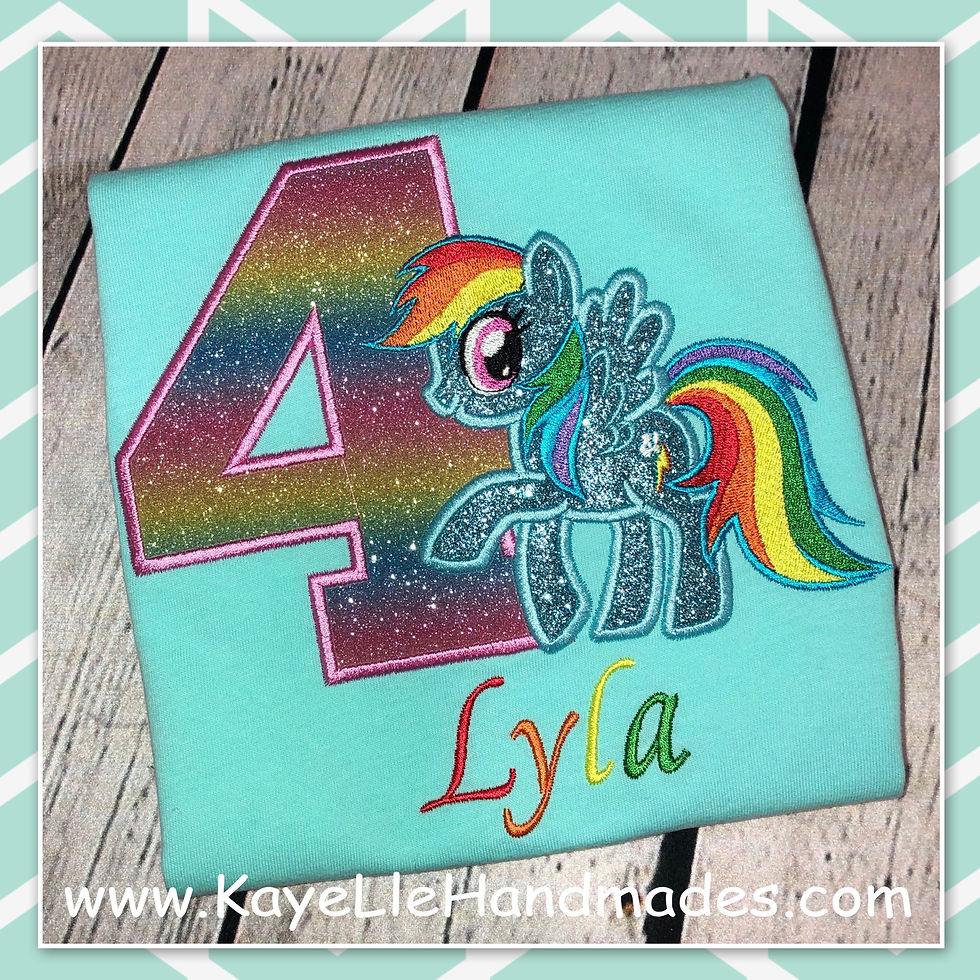 Thumbnail: Embroidered Shirt - Birthday Shirt - Custom - My Little Pony - Rainbow Dash