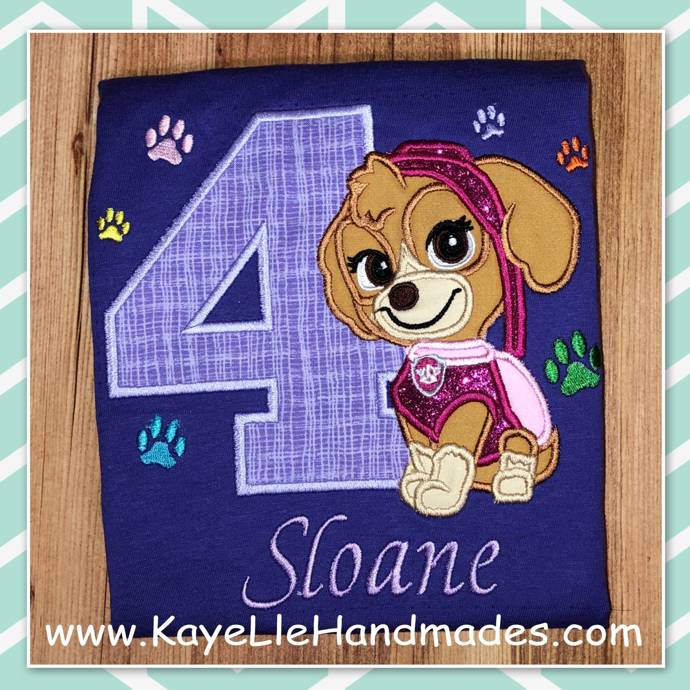 Embroidered Shirt - Birthday Shirt - Dog Patrol -Skye