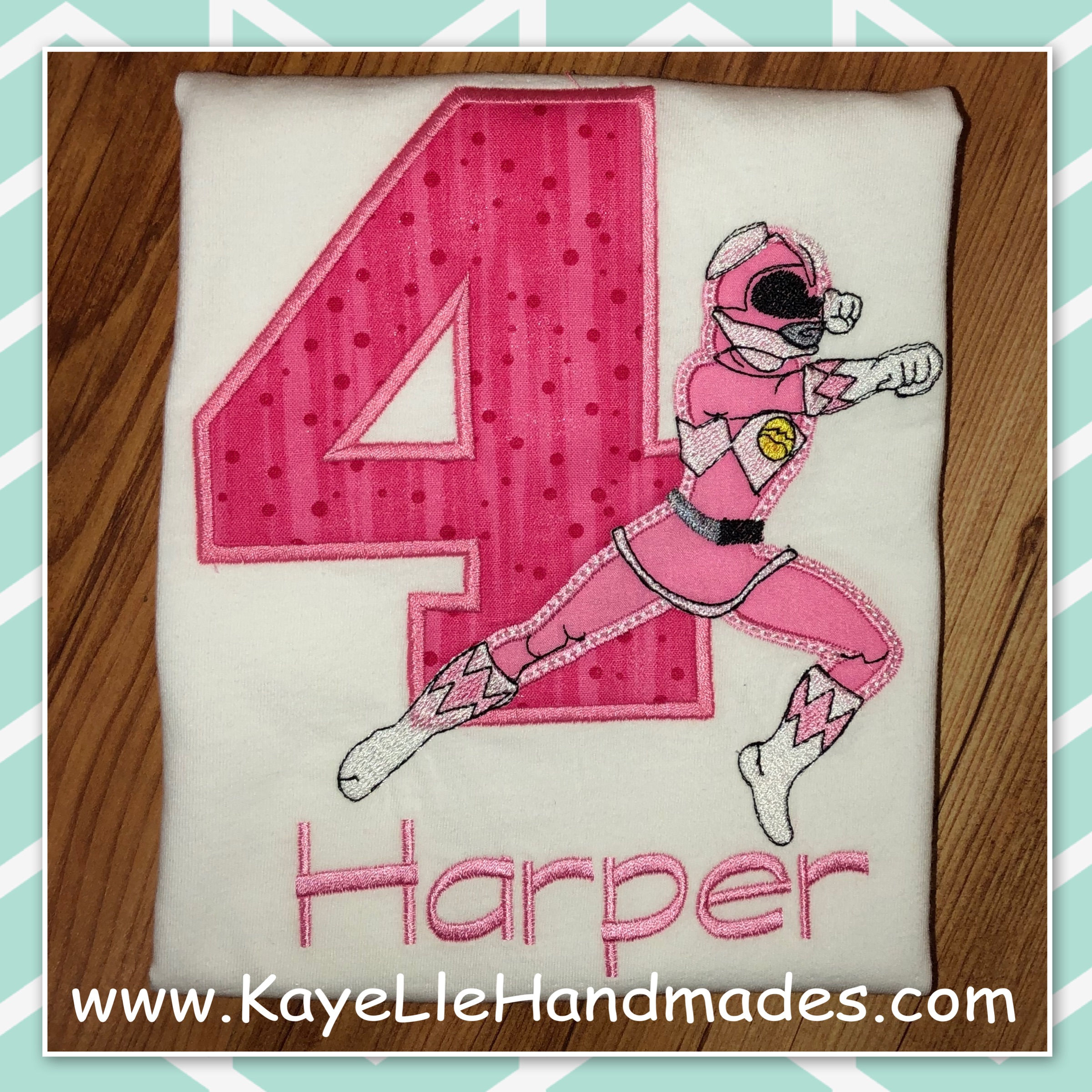 Embroidered Shirt - Birthday Shirt - Pink Ranger