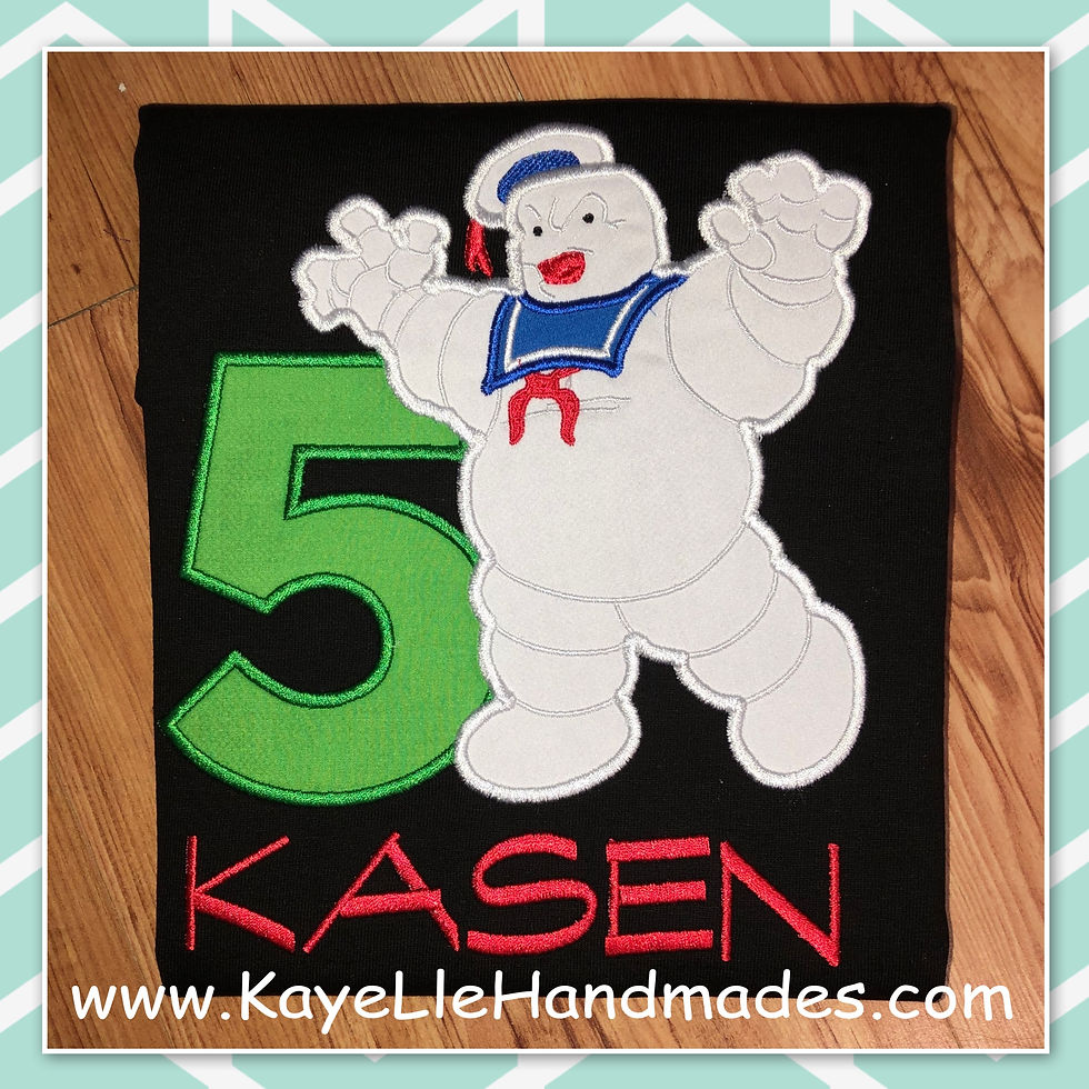 Embroidered Shirt - Birthday Shirt - Ghost Buster -Marshmallow Man