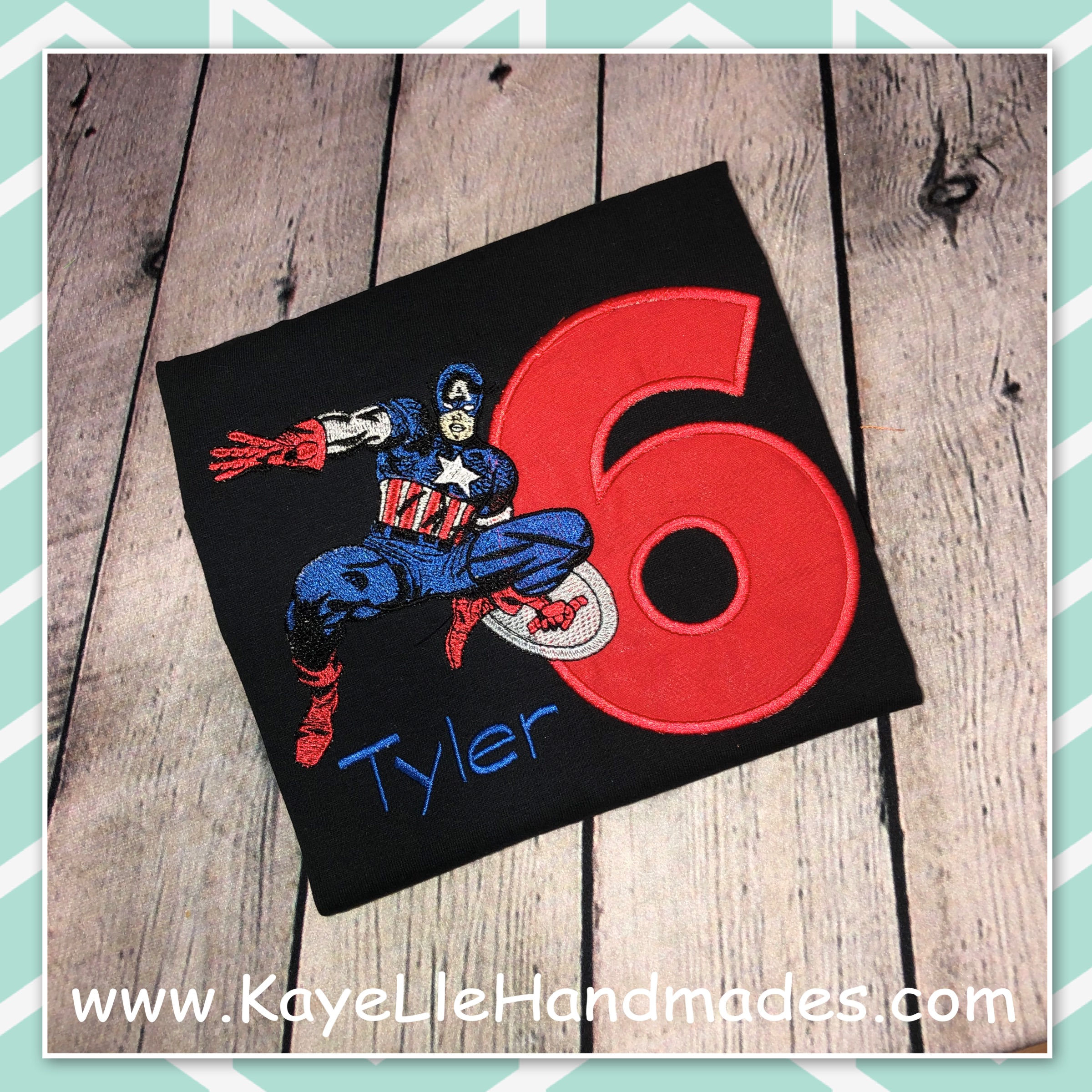 Embroidered Shirt - Birthday Shirt - Custom - Captain America - Super Hero
