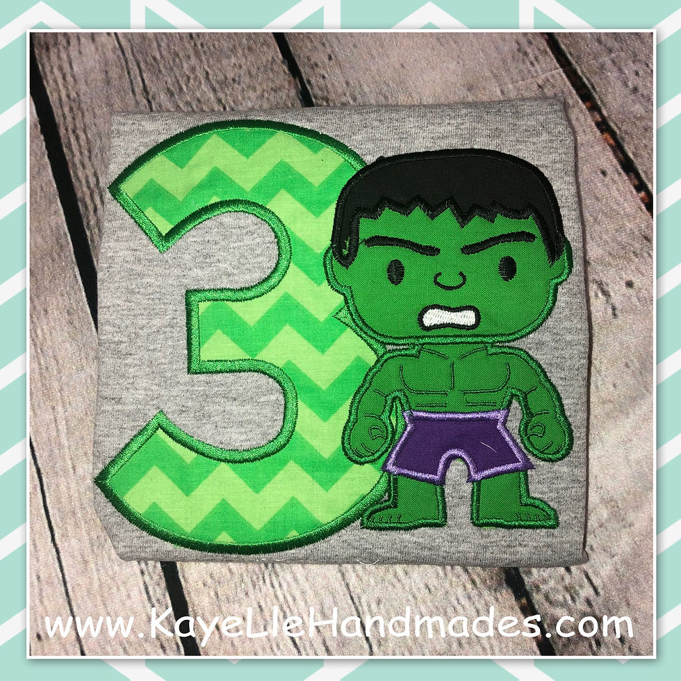 Thumbnail: Embroidered Shirt - Birthday Shirt - Custom - Green Monster - Super Hero - Hulk