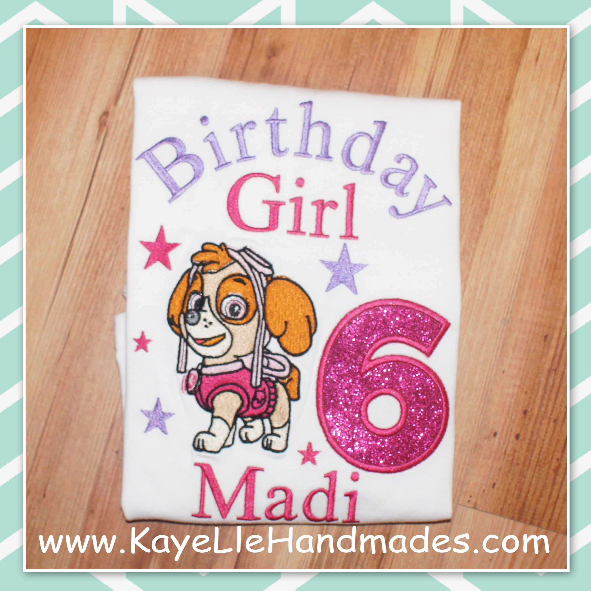 Embroidered Shirt - Birthday Shirt - Dog Patrol - Skye