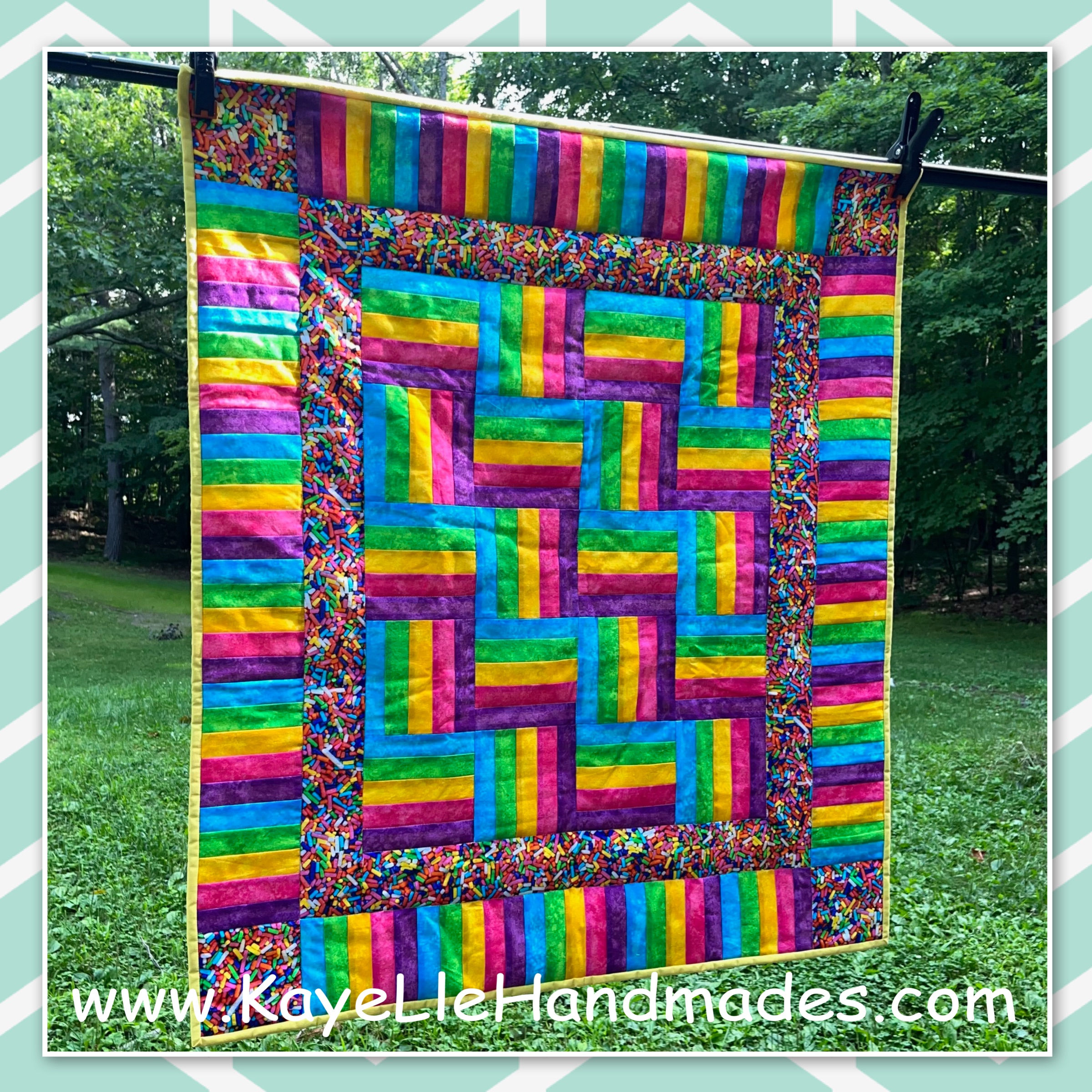 Baby Rails Quilt with Bright Colours and Sprinkles