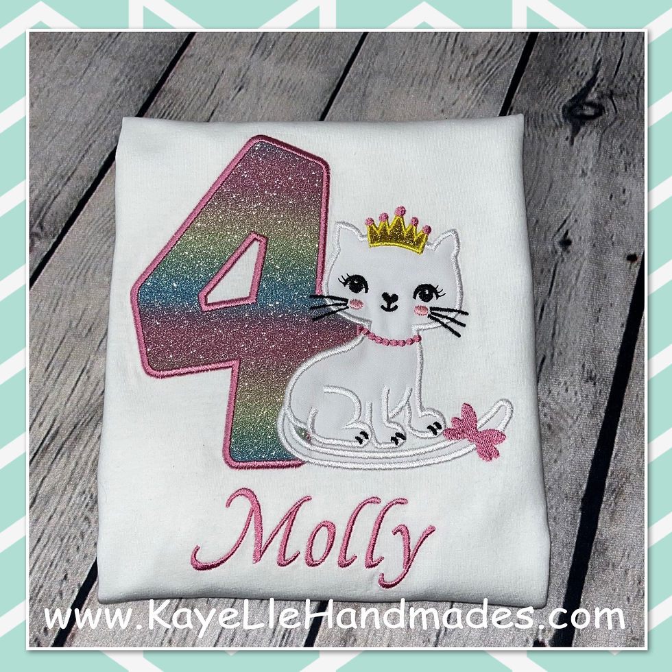 Embroidered Shirt - Birthday Shirt - Princess Kitty - Cat