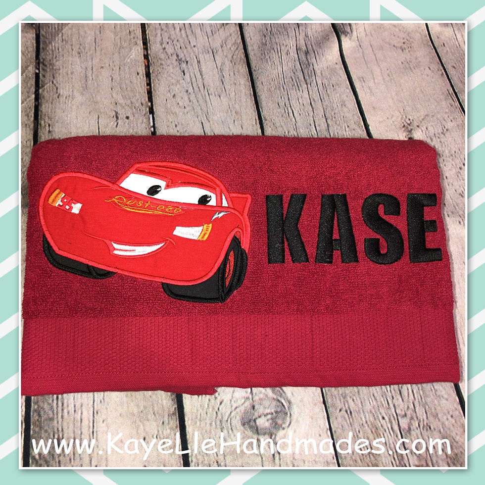 Embroidered Towel - Customize - Lightning McQueen
