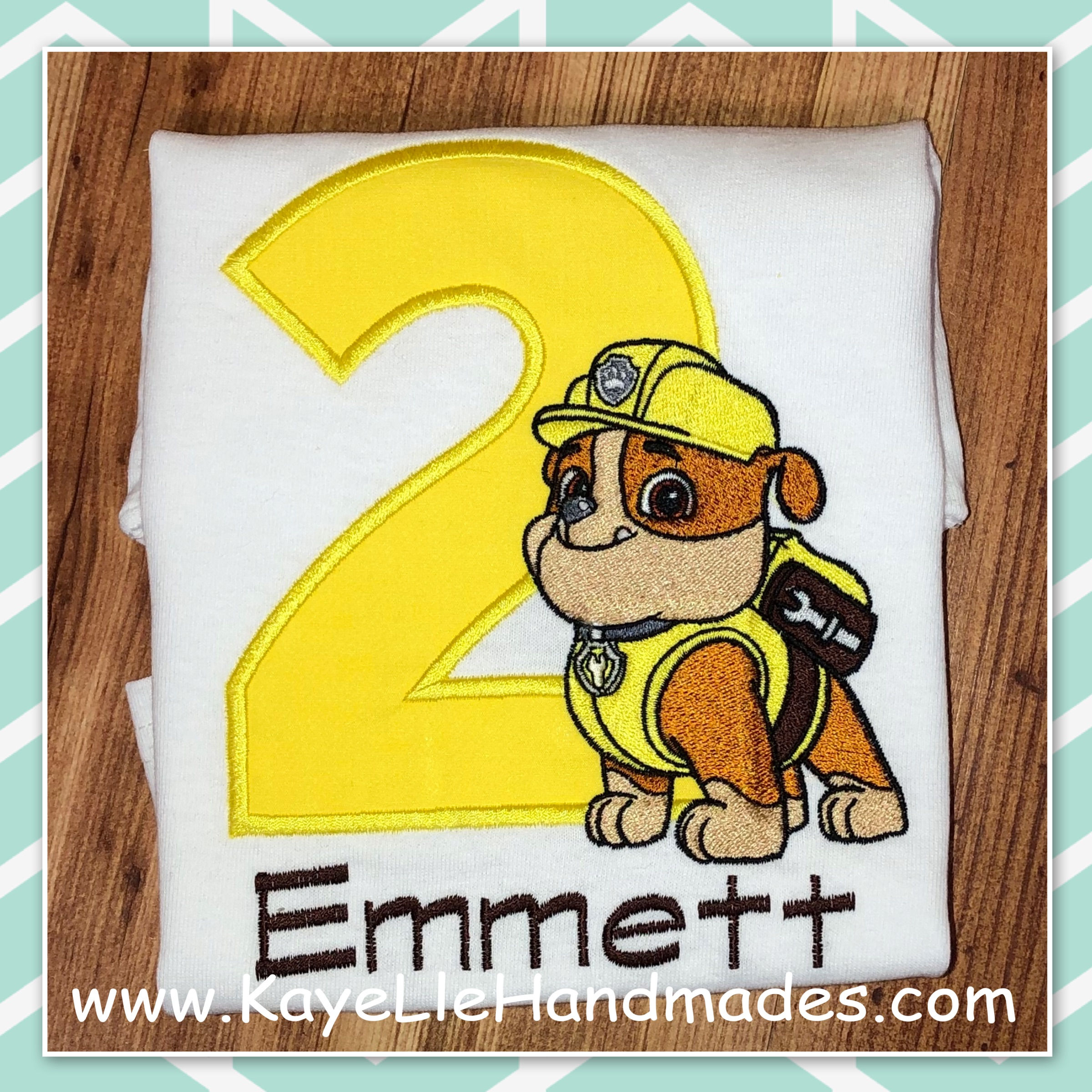Embroidered Shirt - Birthday Shirt - Dog Patrol - Rubble