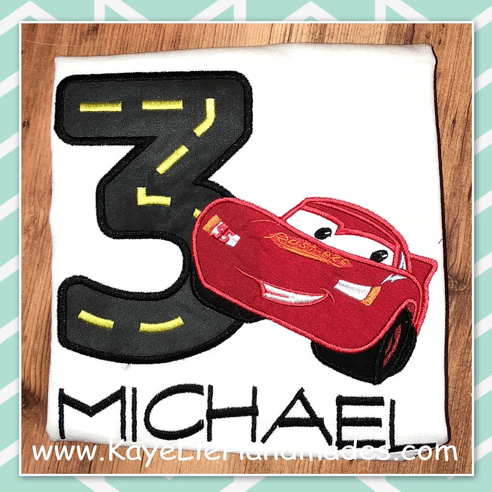 Embroidered Shirt - Birthday Shirt - Cars - Lightning
