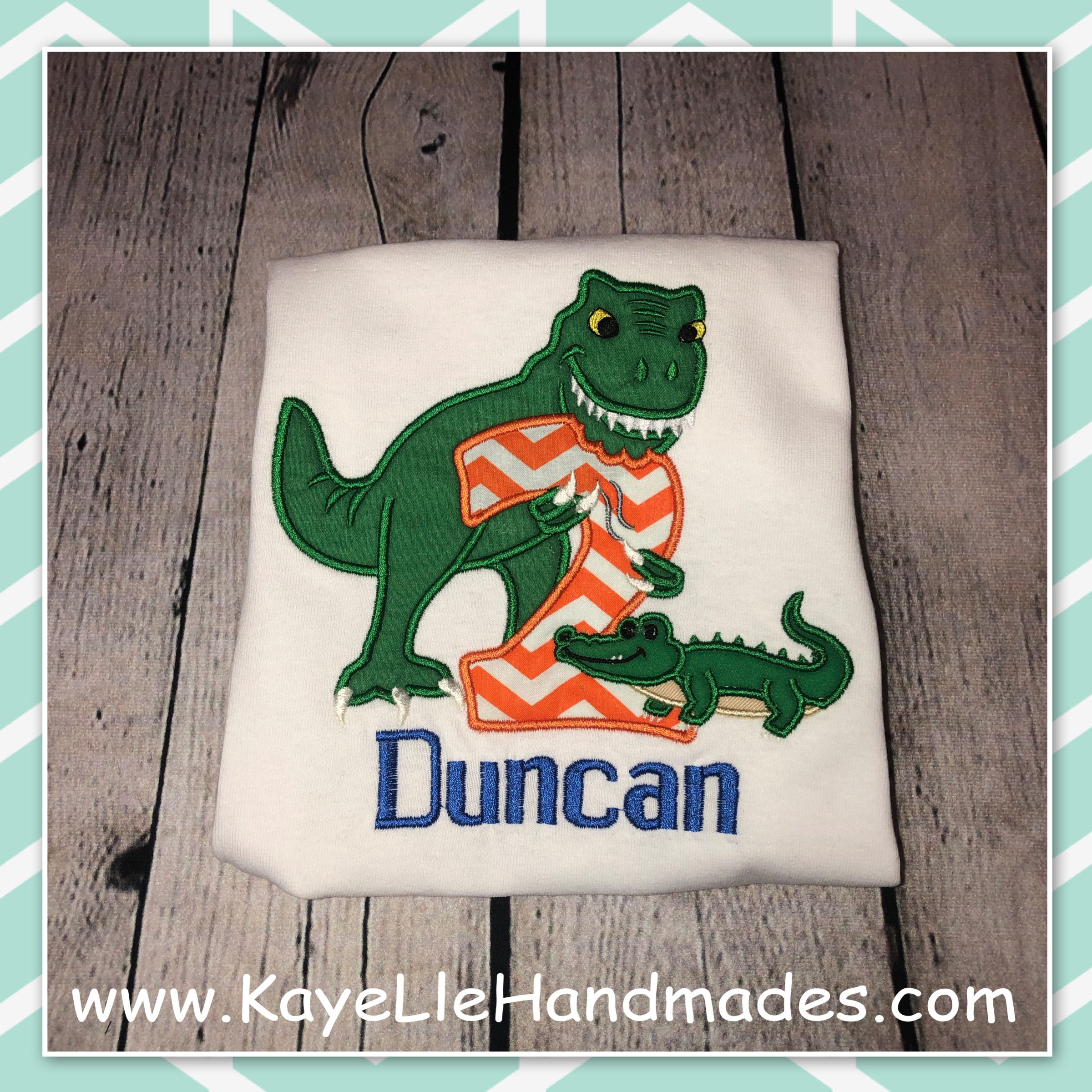 Embroidered Shirt - Birthday Shirt - T-Rex - Dinosaur and Alligator