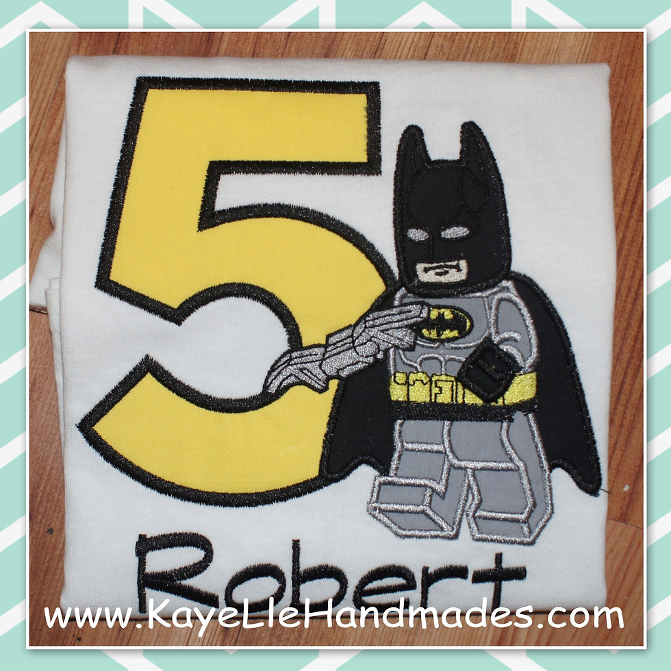 Embroidered Shirt - Birthday Shirt - Custom - Super Hero - Block - Bat
