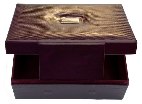 Leather Box personalised with engraved silver plaque
