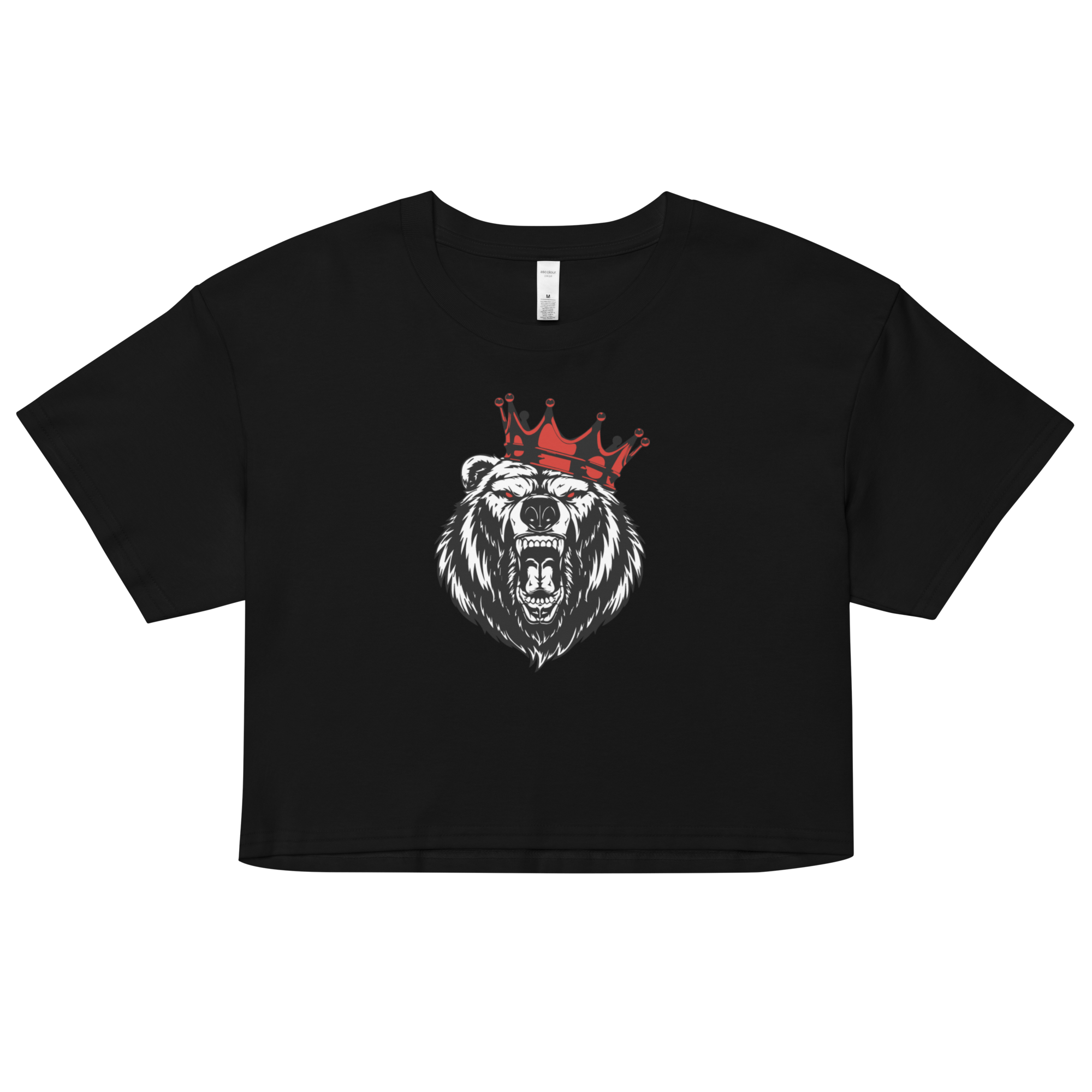 Ladies King Bear Logo Crop Top - Black