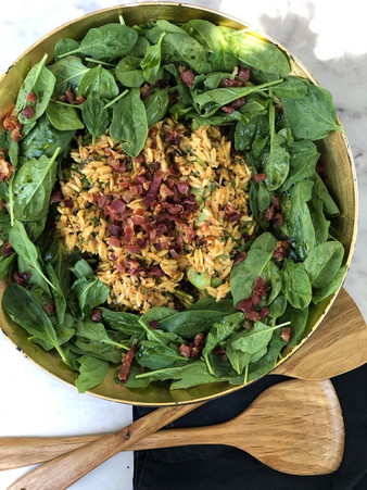 ORZO CON JAMON SERRANO Y ALIÑO DE BERROS