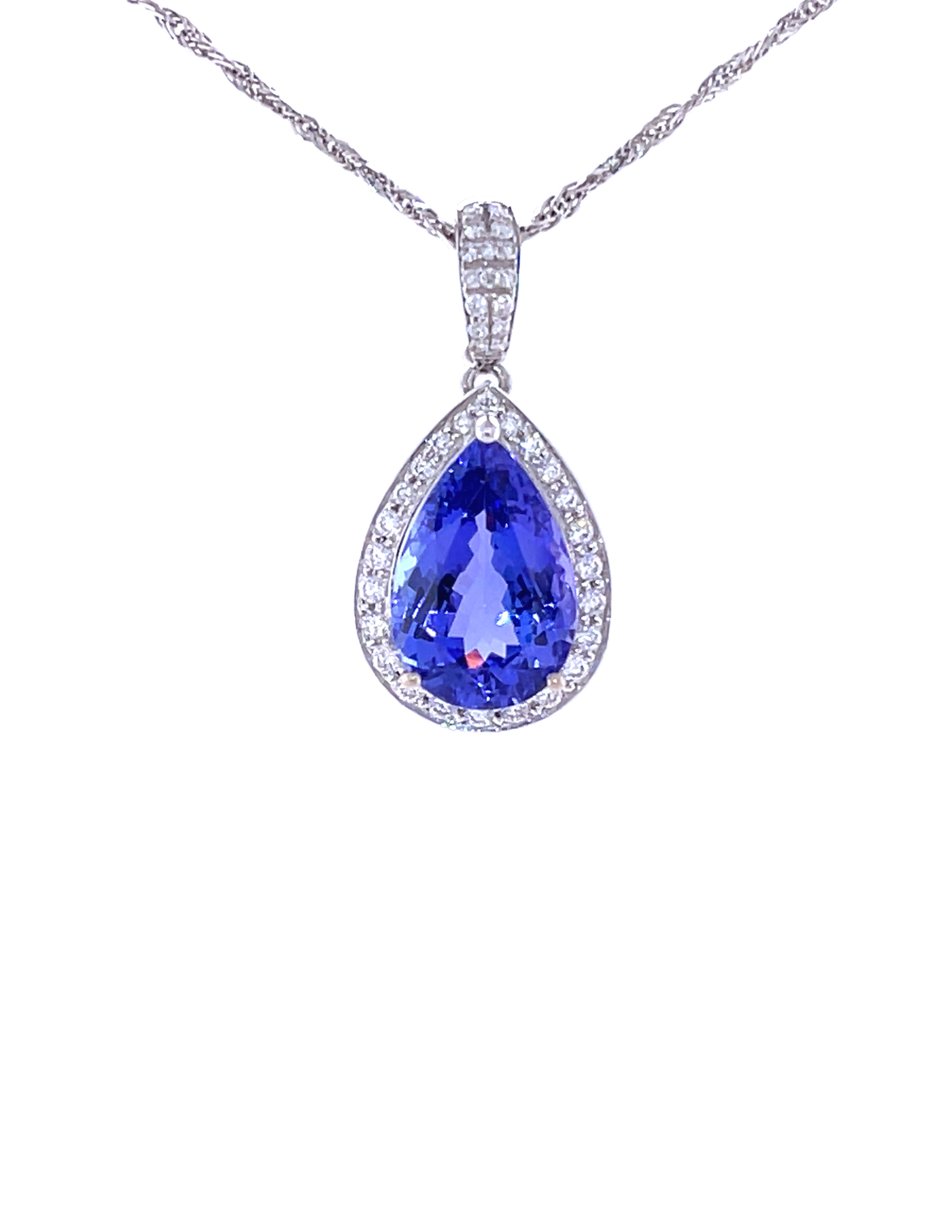 Tanzanite Pendant 18K White Gold