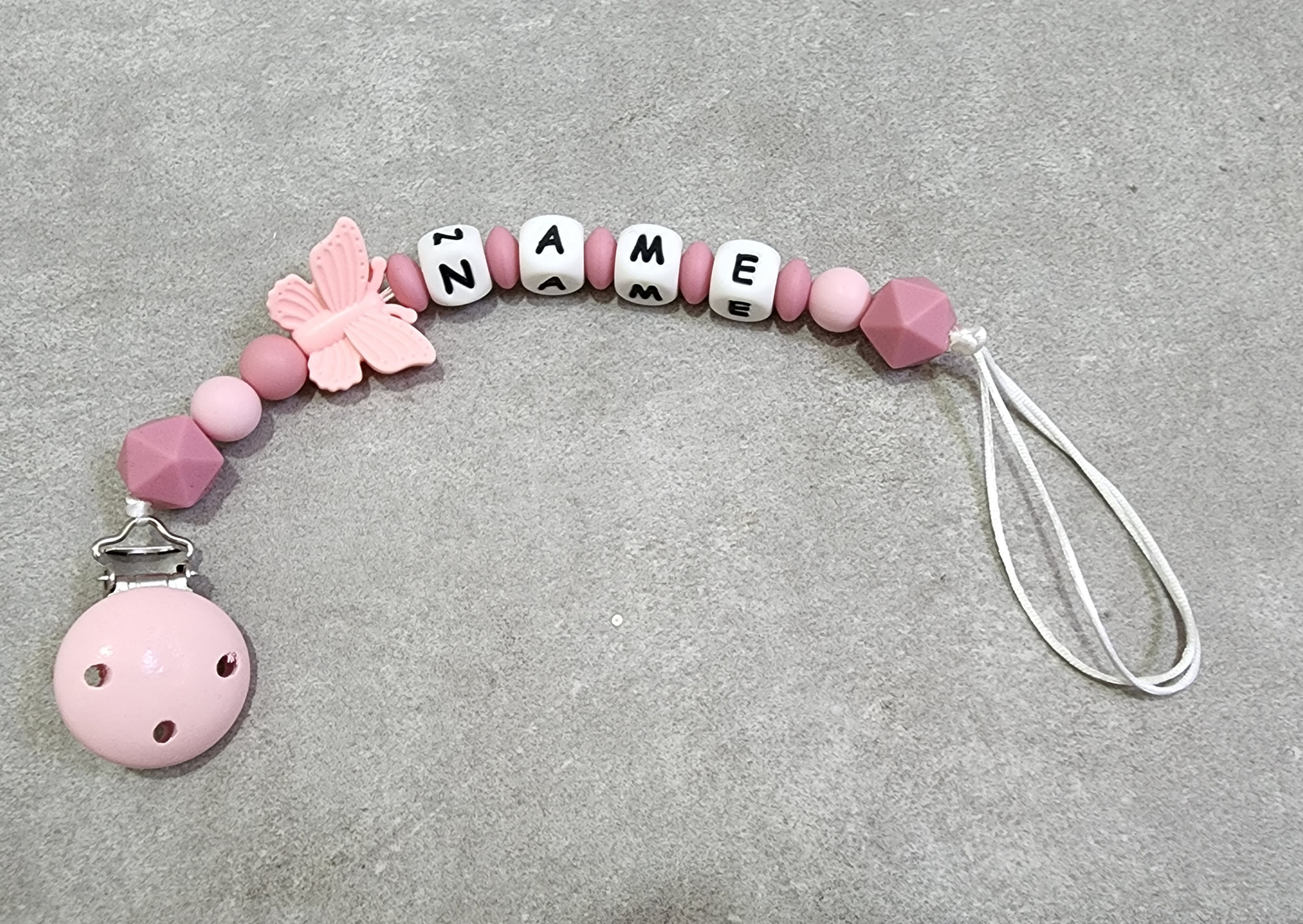 מחזיק מוצץ פרפר ורוד