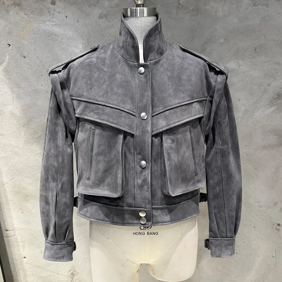 Miniatura: Grained Leather Jacket Ladies Biker Leather Coat Detachable Sleeve Bomber